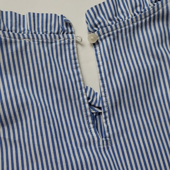 J. CREW Tiered Midi Ruffle Dress Blue White Stripe Size 2 - Picture 14 of 14